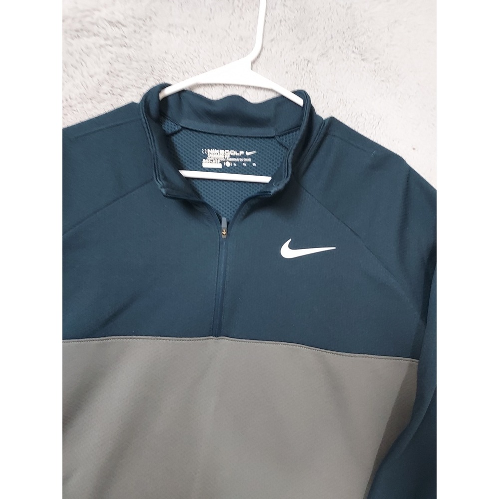 Nike Pullover Mens XL Golf Dri Fit Quarter Zip Gray Green Lightweight Mock Neck - Picture 4 of 12